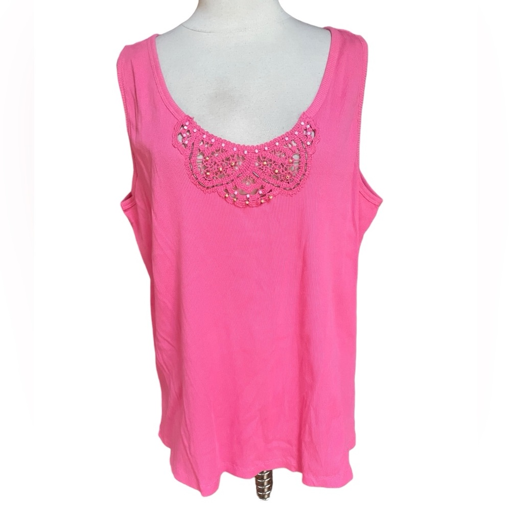 NWT Avenue Ribbed & Beaded Tank Top